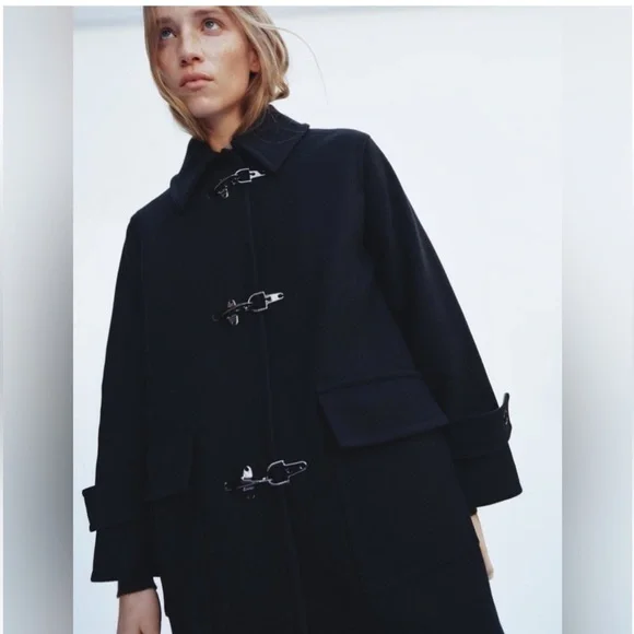 NEW Zara manteco wool toggle coat